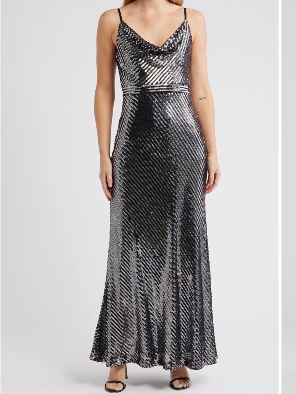 Vince Camuto Linear Sequin Mermaid Gown